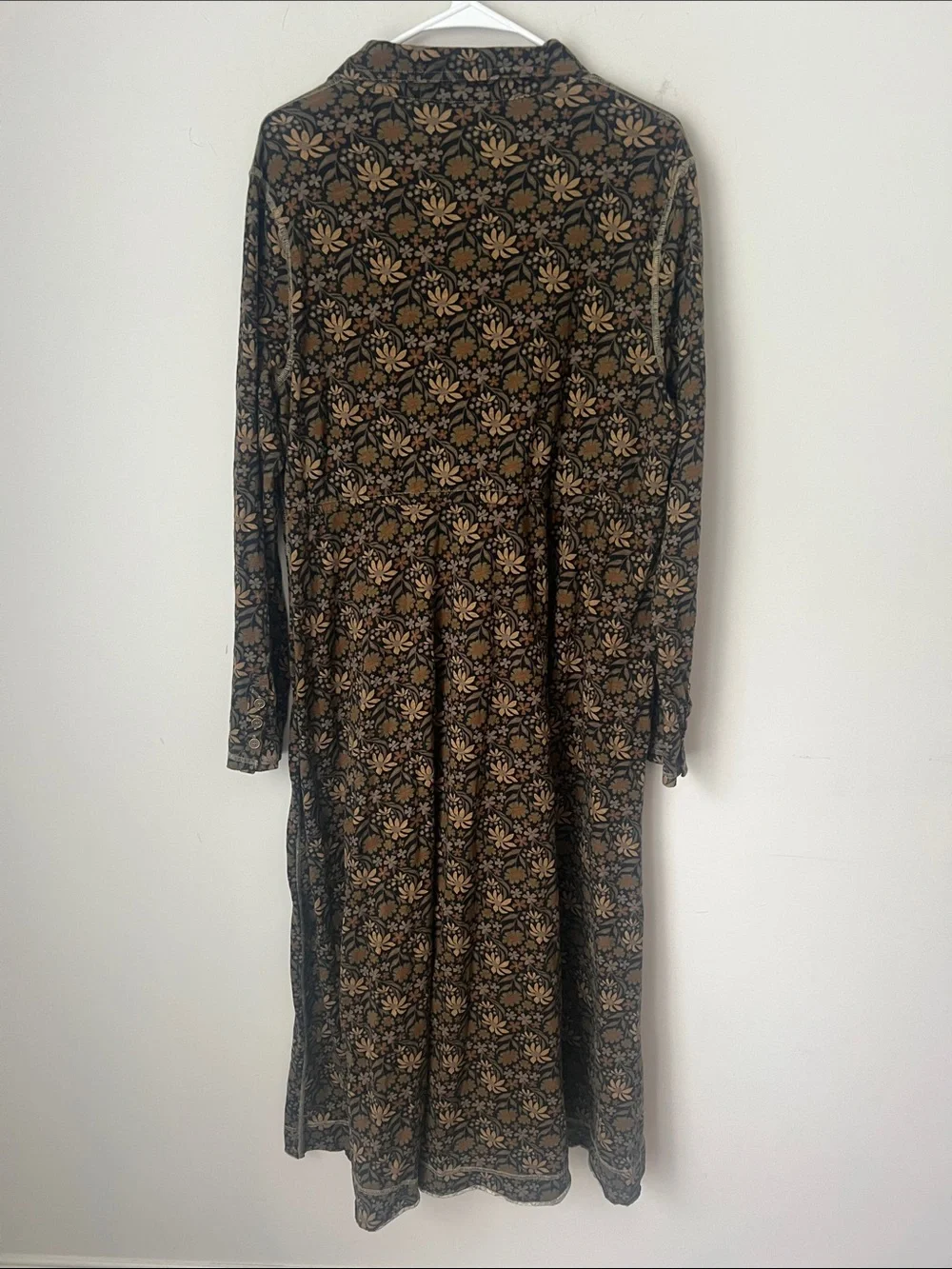 Natural Life, button front floral midi dress, boho cottagecore, prairie Sz Lg ♟️